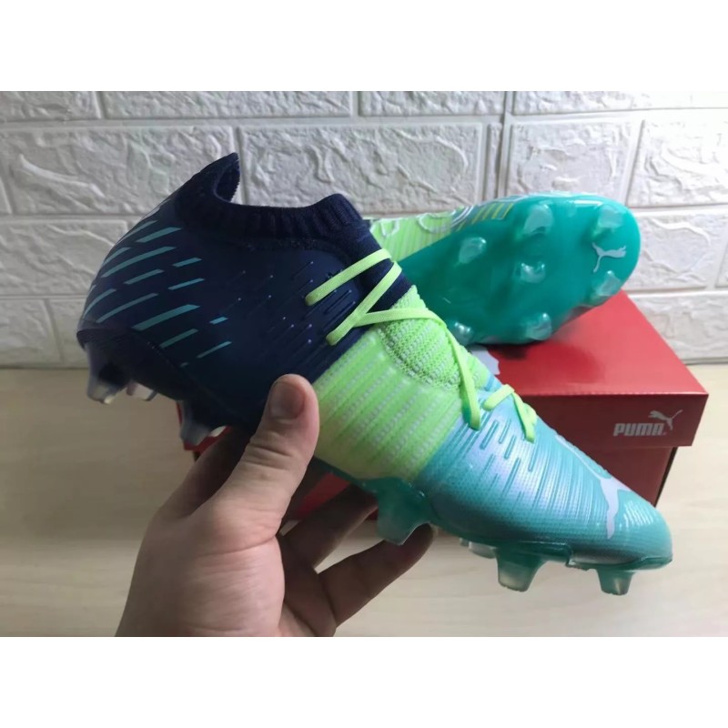 Botas de Fútbol Puma Future Z 1.1 FG Azul Marino&Amarillo&Verde Fluorescente (#39~#45)