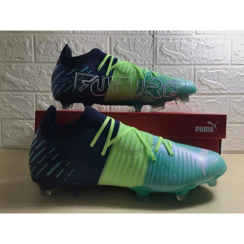 Botas de Fútbol Puma Future Z 1.1 FG Azul Marino&Amarillo&Verde Fluorescente (#39~#45)